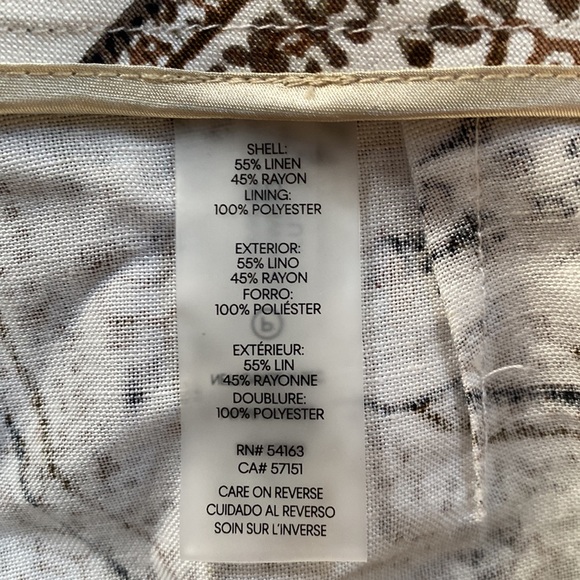 Calvin Klein Petite Size Paisley Print Slim Leg Linen-Blend Ankle Pants - Picture 6 of 14